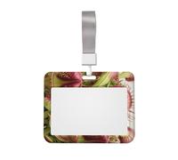 Carnivorous Plant Printed ID Badge Holder with Lanyard, Clear Plastic Badge Holder for Work, School, Hospital, Security - Water Resistant & Dirt Proof
