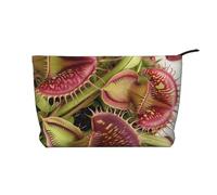 Carnivorous Plant Printed Makeup Bag Corduroy Travel Cosmetic Bags Cosmetic Case Toiletry Bag Organizer for Women Mom Girls