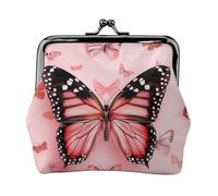 Carnivorous Plant Prints Coin Purses with Kiss-lock, PU Leather Mini Pouch Change Wallet for Men Women, Butterfly, One size