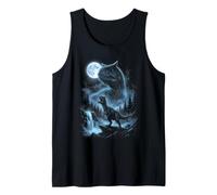 Carnotaurus Silhouette Mystical Moon Dinosaur Tank Top