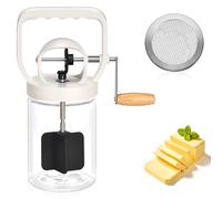 CAROD Traditional Manual Butter Churn Maker, 1.2L Capacity Glass Jar with Sifting Lid, Create Delicious Homemade Butter within 15 Min, Upgraded Design Protect from Injury