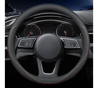 Carodi Latest Nappa Leather car Steering Wheel Cover, Stylish Non-Slip Leather car Interior 15 inches Universal(Black)