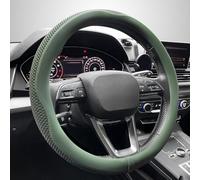 Carodi steering wheel cover, universal 15 inch, latest microfiber leather, breathable technology fabric, non-slip, comfortable, warm in winter and cool in summer, green (Green)