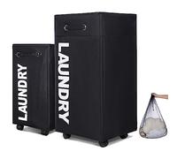 Caroeas 108L Rolling Laundry Basket with wheels XLarge, Collapsible Laundry hamper on Wheels Tall Thin Narrow Foldable Storage Bins for Corner