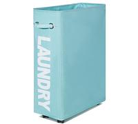 Caroeas 55L Rolling Slim Laundry Basket with wheels, Collapsible Laundry hamper on Wheels Tall Thin Narrow Foldable Storage Bins for Corner