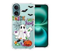 CAROKI Clear Halloween Phone Case for iPhone 16,Spooky Halloween Ghost Pattern Durable & Slim Fit Shockproof Soft Lightweight Protective Case for iPhone 16