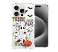CAROKI Clear Phone Case for iPhone 15 Pro,Halloween Pattern Case Cover Soft TPU Protective Slim Shockproof Cover Boys Girls Phone Case for iPhone 15 Pro-Cute Halloween Ghost