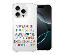 CAROKI Clear Rainbow Praise Phone Case for iPhone 16 Pro,Rainbow Pattern Cover Soft Protective Cute Cover Boys Girls Phone Case for iPhone 16 Pro-Rainbow Praise