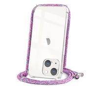 CAROKI Crossbody Case for iPhone 13 Mini,Necklace Mobile Phone Cover with Cord Strap Clear Transparent TPU Soft iPhone 13 Mini Cover Holder with Neck Cord Lanyard Strap-Unicorn