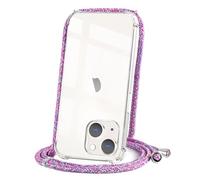 CAROKI Crossbody Case for iPhone 13,Necklace Mobile Phone Cover with Cord Strap,Clear Transparent TPU Soft iPhone Cover Holder with Neck Cord Lanyard Strap-Unicorn