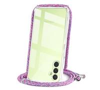 CAROKI Crossbody Case for Samsung A54 5G, Necklace Mobile Phone Cover with Cord Strap,Clear Transparent TPU Soft Samsung A54 5G Cover Holder with Neck Cord Lanyard Strap-Unicorn