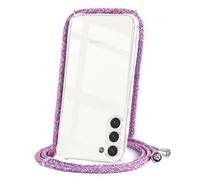 CAROKI Crossbody Case for Samsung Galaxy S23,Necklace Mobile Phone Cover with Cord Strap Clear Transparent TPU Soft iPhone Cover Holder with Neck Cord Lanyard Strap-Unicorn