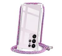 CAROKI Crossbody Case for Samsung Galaxy S23 Ultra,Necklace Mobile Phone Cover with Cord Strap Clear Transparent TPU Soft iPhone Cover Holder with Neck Cord Lanyard Strap-Unicorn