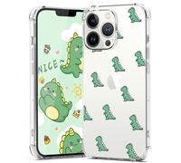 CAROKI Cute Dinosaur Case for iPhone 13 Pro Max, Clear Shockproof Transparent Case with Cute Dino Pattern Soft TPU Bumper Protective Cover for 6.7" iPhone 13 Pro Max (2021)