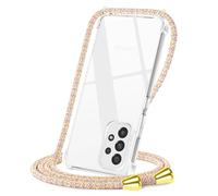 CAROKI for Samsung Galaxy A13 Clear Crossbody Case with Adjustable Neck Strap - Anti-Yellowing Shockproof TPU Soft Protective Phone Cover Comfort Grip (Rainbow)