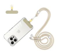 CAROKI Phone Tether Tab Rotatable 360° with Phone Strap, Crossbody 1.6m Adjustable Universal Phone Strap Lanyard with Durable Patches Compatible with iPhone & Other Cell Phone Cases-Beige