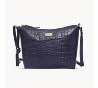 'CAROL' Embossed Croc Real Leather Designer Crossbody Shoulder Bag Assots London Navy One Size