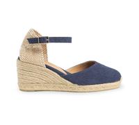 Carol washed-cotton espadrilles with ankle strap with side metal buckle and 7 cm wedge. - female - Castañer - Wedges - Blue - 4 UK - Shoes 4 UK