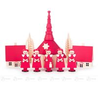 Carolers With Seiffen Village, Red Bxhxt 7 Cmx10 Cmx7 CM New Ore Mountains