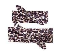 Carolilly Baby Girl Headband Floral Print Headbands The Same Elastic Bow Headband Headwear Turban Princess (Brown, 2 Pieces)
