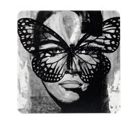 Carolina Gynning Golden Butterfly coaster 9x9 cm Black-white