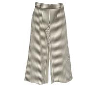 Carolina Herrera Preloved Striped Twill Wide-Leg Pants White Viscose White
