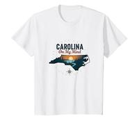 Carolina On My Mind North Carolina Sunset Nature Lover T-Shirt, Kids, White, 8 Years
