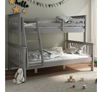 carolina wooden triple sleeper bunk bed with ladder in grey
