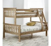carolina wooden triple sleeper bunk bed with ladder in pine