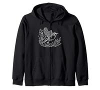 Carolina Wren Line Art Birdwatcher Zip Hoodie