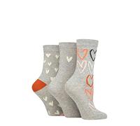 Caroline Gardner Ladies Patterned Cotton Socks Pack of 3 Heart Outline Light Grey 4-8