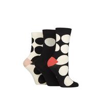 Caroline Gardner Ladies Patterned Cotton Socks Pack of 3 (UK, Numeric, 4, 8, Regular, Regular, Large Spots Black)