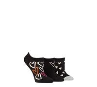 Caroline Gardner Ladies Patterned Cotton Trainer Socks Pack of 3 All Over Hearts Black 4-8