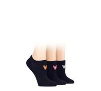 Caroline Gardner Ladies Patterned Cotton Trainer Socks Pack of 3 Navy Heart 4-8