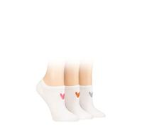 Caroline Gardner Ladies Patterned Cotton Trainer Socks Pack of 3 White Heart 4-8