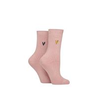 Caroline Gardner Women’s Bamboo Boot Socks 2 Pack Lightweight Ribbed Soft Breathable Warm Cosy Stylish Casual Everyday Comfort Gentle Fit Size 4-8 Pink Gold/Charcoal