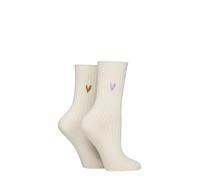 Caroline Gardner Women’s Bamboo Boot Socks 2 Pack Lightweight Ribbed Soft Breathable Warm Cosy Stylish Casual Everyday Comfort Gentle Fit Size 4-8 Snow Lilac/Gold