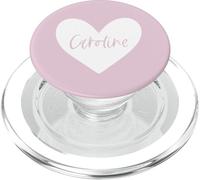 Caroline Pink Name Heart Love Woman Girl Friend Personalized PopSockets PopGrip for MagSafe