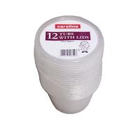 Caroline Round Plastic Tubs with Lids, Pack Of 12 - 1431