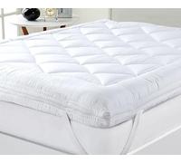 Caroline Shatuik Mattress Topper Double Bed - Dual Layer 4 Inch/10cm Deep Thick Quilted Breathable,Soft Hypoallergenic Double Mattress Topper With Corner Straps(135x190cm)