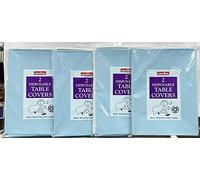 Caroline Table Cloth, Disposable Paper Cover for Square or Rectangular Dining Table Birthday Party, Catering, Baby Shower, Wedding Decorations Sold by Vrangle (Light Blue, Twin Pack of 4), 90 X 90cm