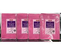 Caroline Table Cloth, Disposable Paper Cover for Square or Rectangular Dining Table Birthday Party, Catering, Baby Shower, Wedding Decorations Sold by Vrangle (Hot Pink, Twin Pack of 4), 90 X 90cm
