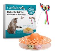 Caroline's Cats Automatic Butterfly Cat Toy - Interactive 2 in 1 with Auto Shut Off & Catnip Ball Track; Recommended Electric Exercise & Enrichment Game