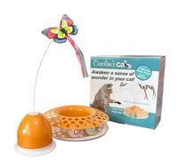 Caroline's Cats Automatic Butterfly Cat Toy - Interactive 2 in 1 with Auto Shut Off & Catnip Ball Track; Recommended Electric Exercise & Enrichment Game