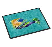 Caroline's Treasures 8724JMAT Blonde Mermaid on Teal Indoor or Outdoor Mat, 24 x 36, Multicolor