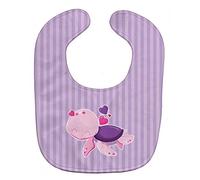 Caroline's Treasures Baby Bib, Pink and Purple Turtle, Large