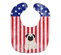 Caroline's Treasures BB2999BIB Patriotic USA Pug Cream Baby Bib, 10 x 13", Multicolor