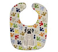 Caroline's Treasures BB5845BIB Pawprints Mastiff Brindle White Baby Bib, 10 x 13", Multicolor