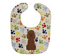 Caroline's Treasures BB5892BIB Pawprints Irish Water Spaniel Baby Bib, 10 x 13", Multicolor