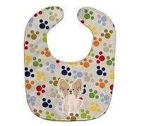 Caroline's Treasures BB5906BIB Pawprints Papillon Sable White Baby Bib, 10 x 13", Multicolor